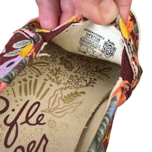 Keds x Rifle Paper Company Double Decker Slip-On Sneakers Burgundy Floral Size 6 - Picture 7 of 8